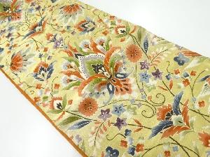 アンティーク　花更紗模様織出し袋帯（着用可）